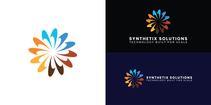Abstract circular logo featuring dynamic, colorful curved petals arranged in a pinwheel formation on a white background, symbolizing technology collaboration, innovation, and global IT consulting.