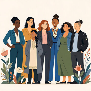 Diverse Women Standing Together for International Women&rsquo;s Day