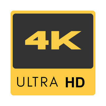 4K ultra HD golden text logo emblem inside dark rectangular badge with HD emblem rectangular design screen resolution video quality digital format graphic icon ultra HD as transparent cutout