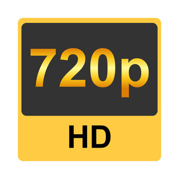 720p HD logo badge featuring golden typography inside a dark square with yellow border as PNG cutout