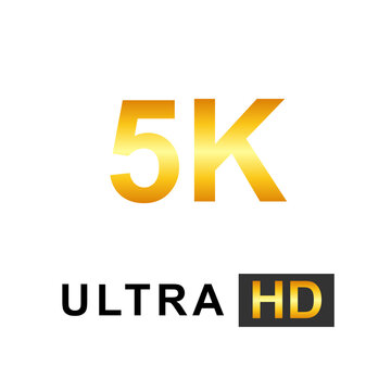 5k ultra HD logo with golden text and black HD badge ultra HD high definition ultra HD resolution typography entertainment broadcast streaming technology computer as clean cutout