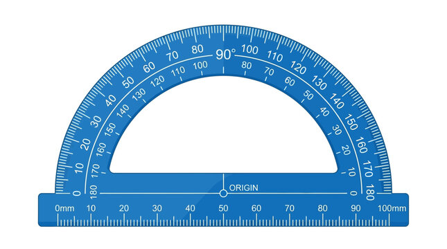Blue Plastic Protractor Vector Illustration