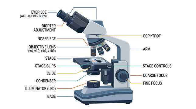 Compound Light Microscope Labeled Diagram