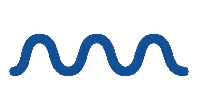 Simple blue wavy line icon on white background with blue wave sine wave curve line graphic