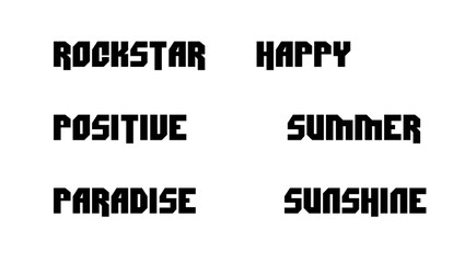 Fototapeta premium Black typographic vector illustration with words rockstar happy