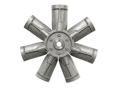 Stainless steel impeller fan blade showcases mechanical engineering precision.