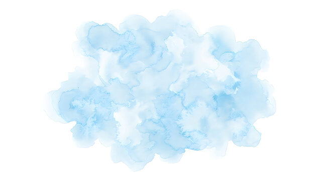 Cloud shape with light blue watercolor texture on paper