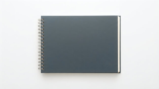 Dark gray spiral notebook with metal binding on blank cover