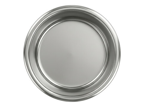 Shiny stainless steel bowl with reflective interior and polished rim on neutral surface.
