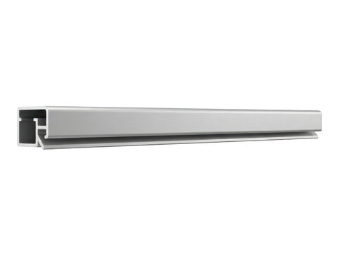 Stainless steel L-shaped metal bracket with sharp edges against a plain backdrop.