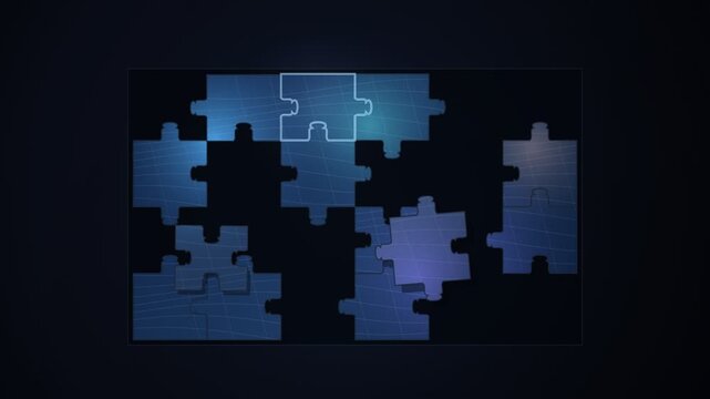 Puzzle Pieces Assembling Teamwork Reveal Animation