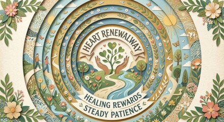 Obraz premium Heart Renewal Pathway, Healing Rewards and Steady Patience