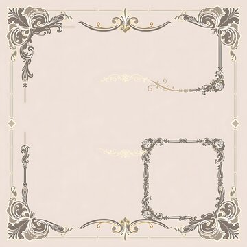 Elegant vintage style decorative frame elements and borders on a beige background ornate design vector graphic set with intricate flourishes text box old fashioned decorative
