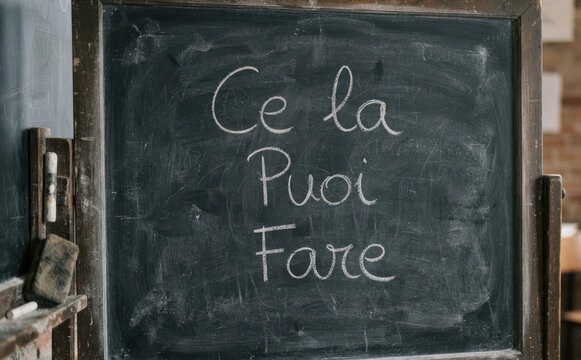 Ce la puoi fare scritta sulla lavagna, incoraggiamento e motivazione per lo studio e il lavoro