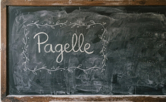 Pagelle scolastiche scritte con il gesso su una lavagna nera per la valutazione degli studenti