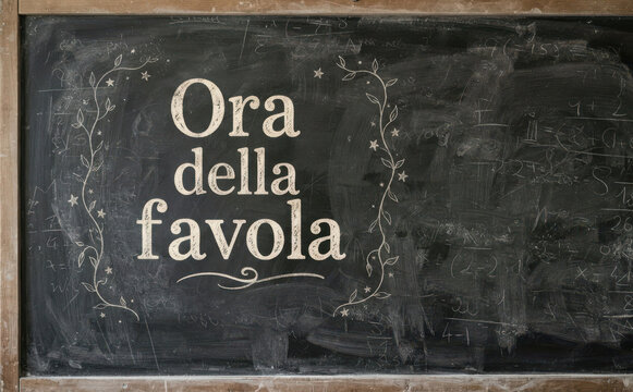 Ora della favola lavagna scolastica con scrittura gesso per educazione infantile