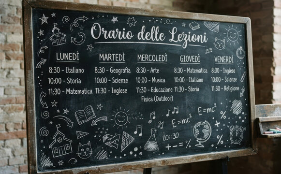 Orario delle Lezioni - Tabella scolastica settimanale con materie e orari per organizzazione e studio