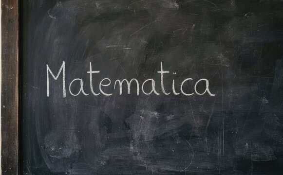 Matematica scritta a gesso su una lavagna nera per progetti educativi di scuola e studio