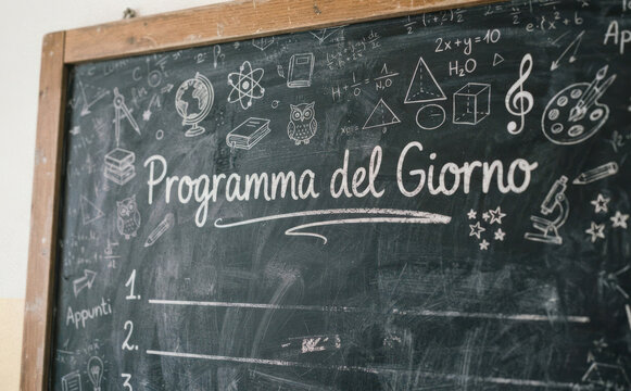Programma del Giorno - Lavagna scolastica con programma giornaliero ed educazione