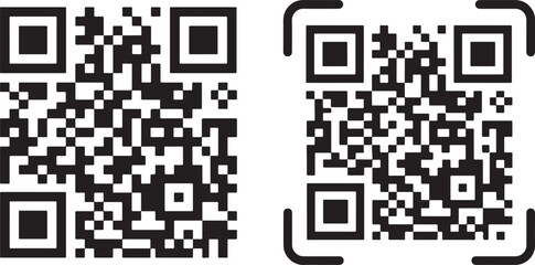 Fototapeta premium QR Code Scanner Icons, Mobile Scan, Payment QR and Digital Code Collection