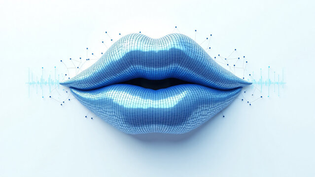 Digital Lips With Data Nodes and Sound Waves