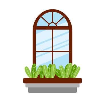 Fanlight Window with Plant Box Illustration