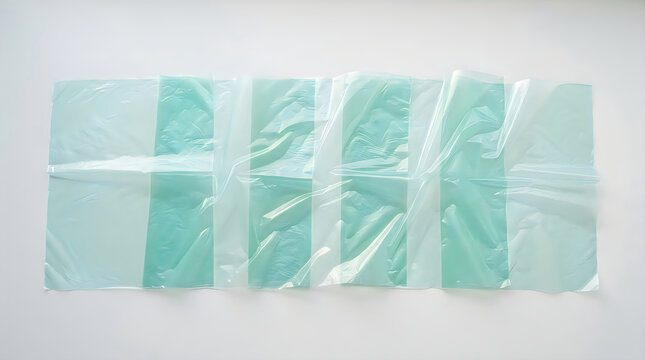 Five clear plastic zipper bags with blue liquid for storage or travel