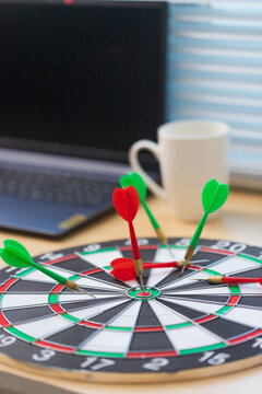 Dart arrow on target for business Competition Concept With One Clear Winning Target
