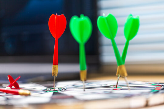 Dart arrow on target for business Competition Concept With One Clear Winning Target