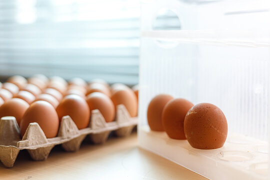 Fresh Chicken Eggs Stored for Refrigerator Door with Egg Carton
