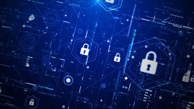 Futuristic Cyber Security HUD Interface with Digital Lock System