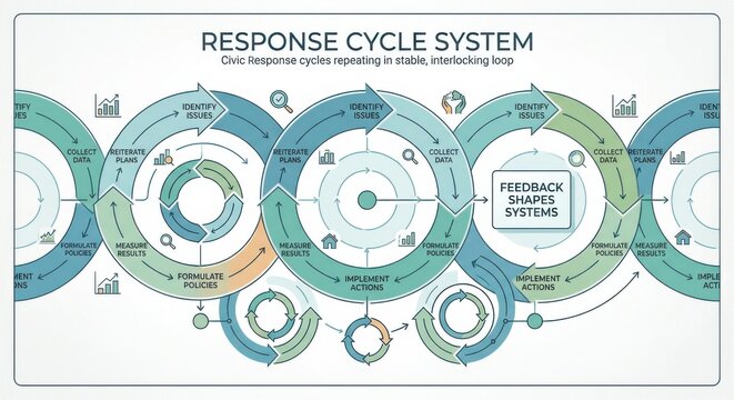 Civic Response Cycle System Diagram Featuring Interlocking Repeating Loops