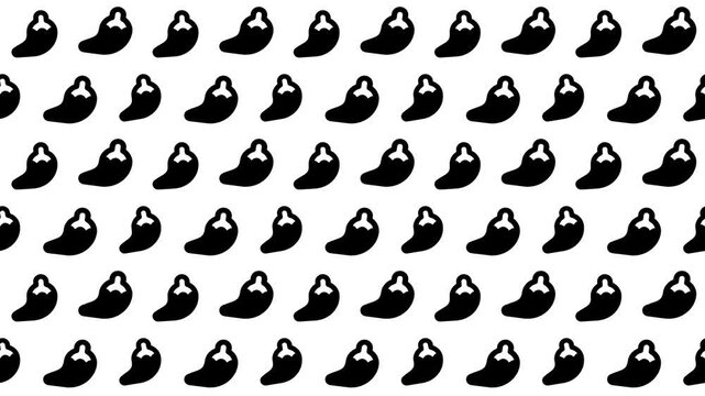 Seamless Pattern of Abstract Simple Chili Pepper Shapes in Black and White, 4k Motion Loop