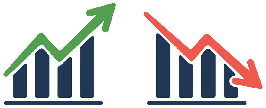 financial arrows up and down, green red market arrows, increase decrease chart, stock market trends, business growth decline, investment analysis, finance statistics, economic indicators, trading conc