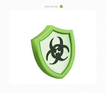 3d biohazard shield symbol warning sign for protection and safety measures