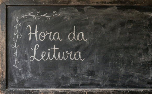 Hora da Leitura lousa escolar com giz conceito de educacao leitura e aprendizado