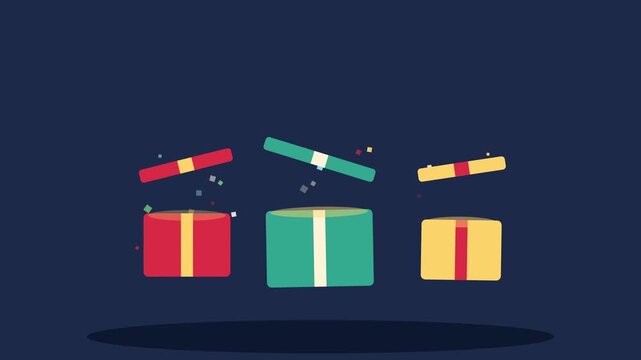 Gift boxes popping open with confetti for christmas celebration