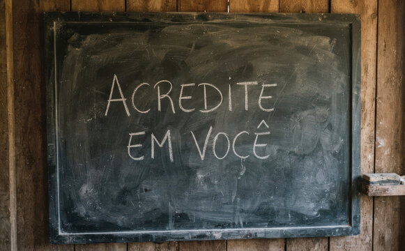 Acredite em voce escrito em lousa escolar inspiracao motivacao para educacao e sucesso pessoal