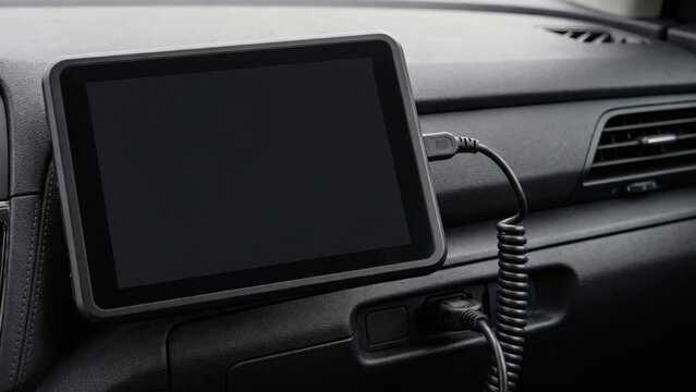 Car diagnostic tablet connected to OBD port