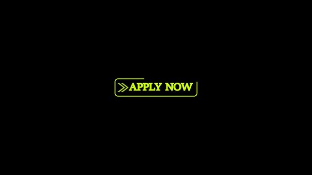 Apply now golden oppurtunity text animation in black 4K. Shiny new job application hiring now information advertisement internet job label. Candidate announcement requirement corporate employee ta