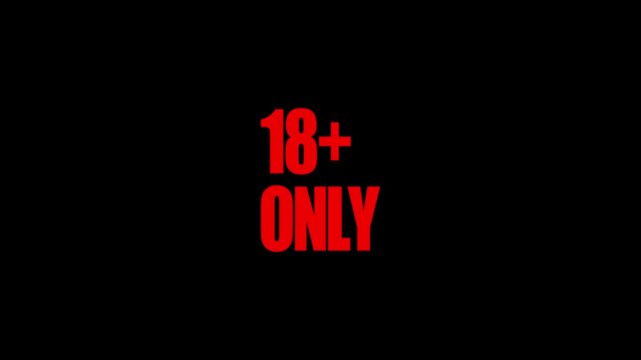 Digital 18 plus restriction animation on black background. 4k video