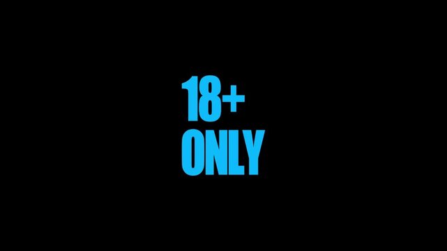 Digital 18 plus restriction animation on black background. 4k video