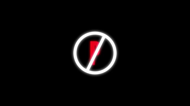 Animated no parking sign graphic design red black circle transportation traffic 4k ultra hd. No parking symbol motion graphics animation abstract red black circle road safety loop.
