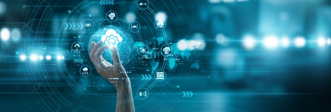 Dev hand hold cloud PLATFORM AS A SERVICE icon hosting global software application development tools web. Scalable hosting solutions for modern enterprise infrastructure and fast coding tasks.