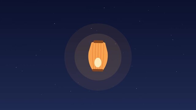 A glowing paper lantern floating gently in the night sky