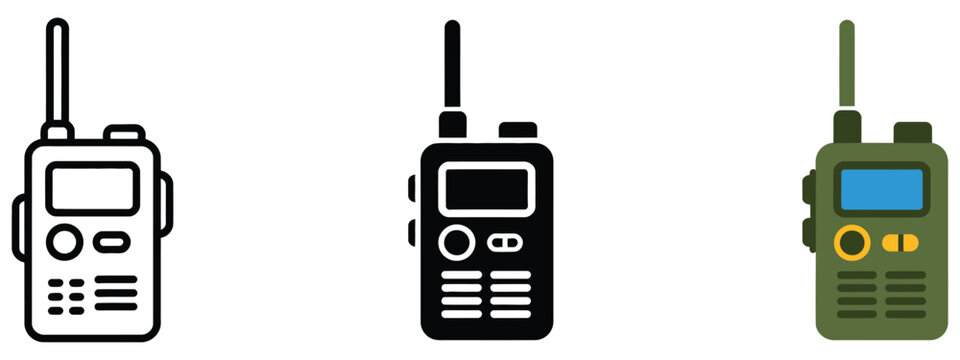 walkie talkie vector illustration, flat editable two way radio icon, wireless communication device, safety equipment, event coordination, emergency response, portable communication technology, securit