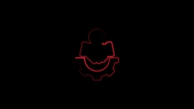 hand with gear settings icon animation on black background configuration control support concept 4k motion graphic
