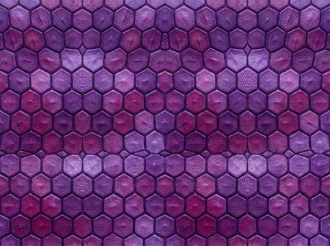Seamless Hexagonal Alien Creature Scales Texture in Purple and Magenta Tones