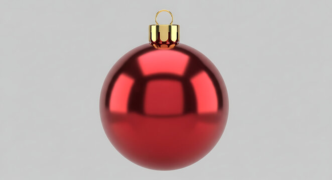 Red shiny christmas ornament on white