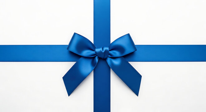 Blue ribbon gift bow with decorative bowknot